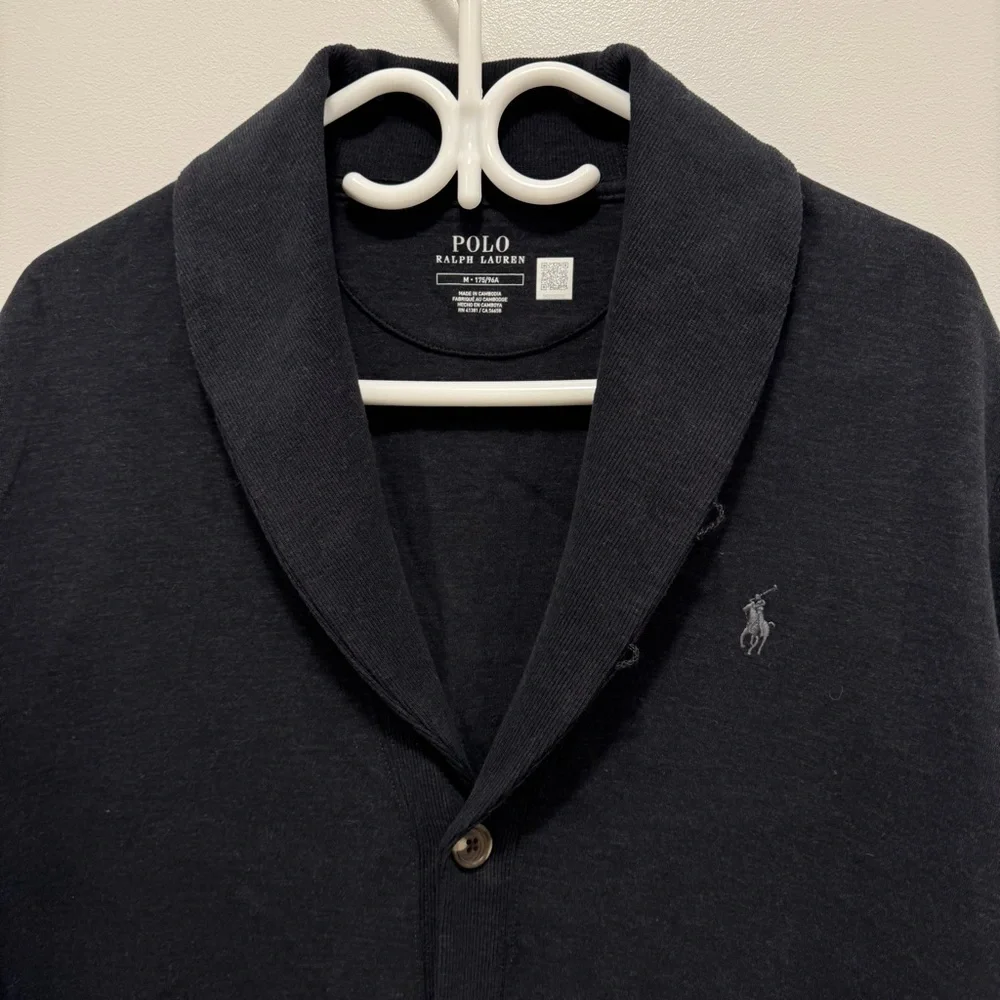 Polo Ralph Lauren Men Black Shawl-collar jersey cardigan - Size Medium - NTW - Picture 3 of 14